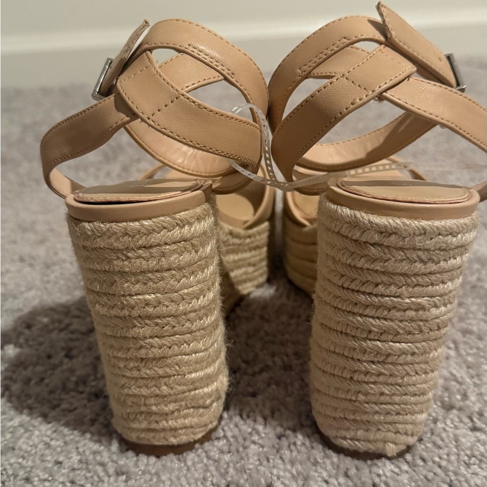 Gianni Bini Tan Wedge Leather Espadrilles with Ankle Straps - Picture 5 of 8
